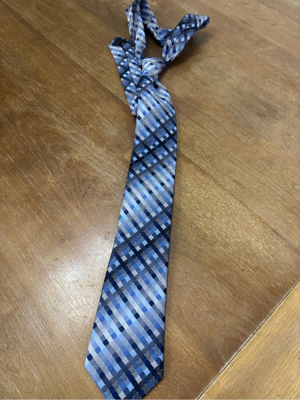 Pronto Uomo Blue and Gray Plaid Men's Tie